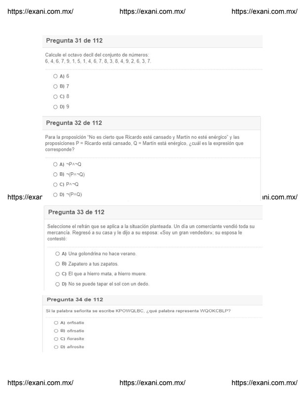 Guía de Examen de Admisión EXANI II - Examen 2 - Página 11