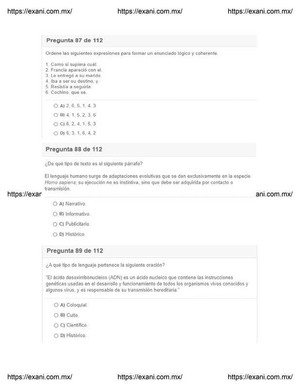 Guía de Examen de Admisión EXANI II - Examen 2 - Página 31