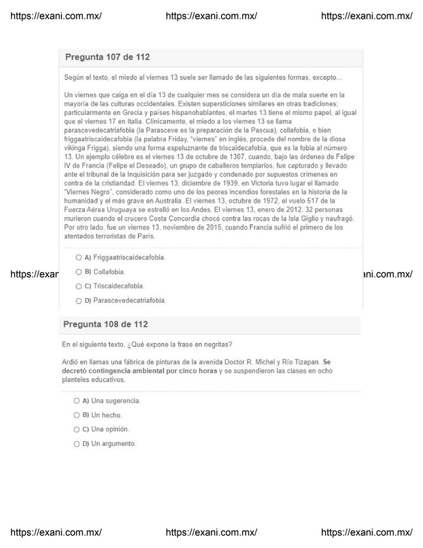 Guía de Examen de Admisión EXANI II - Examen 2 - Página 38