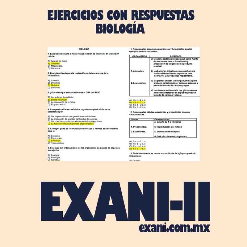 Guía de Examen de Admisión a la Universidad Nacional Autónoma de México (UNAM): Respuestas de Biología