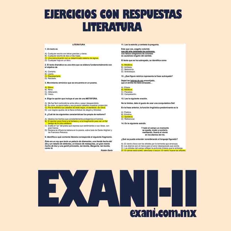 Guía de Examen de Admisión a la Universidad Nacional Autónoma de México (UNAM): Respuestas de Literatura