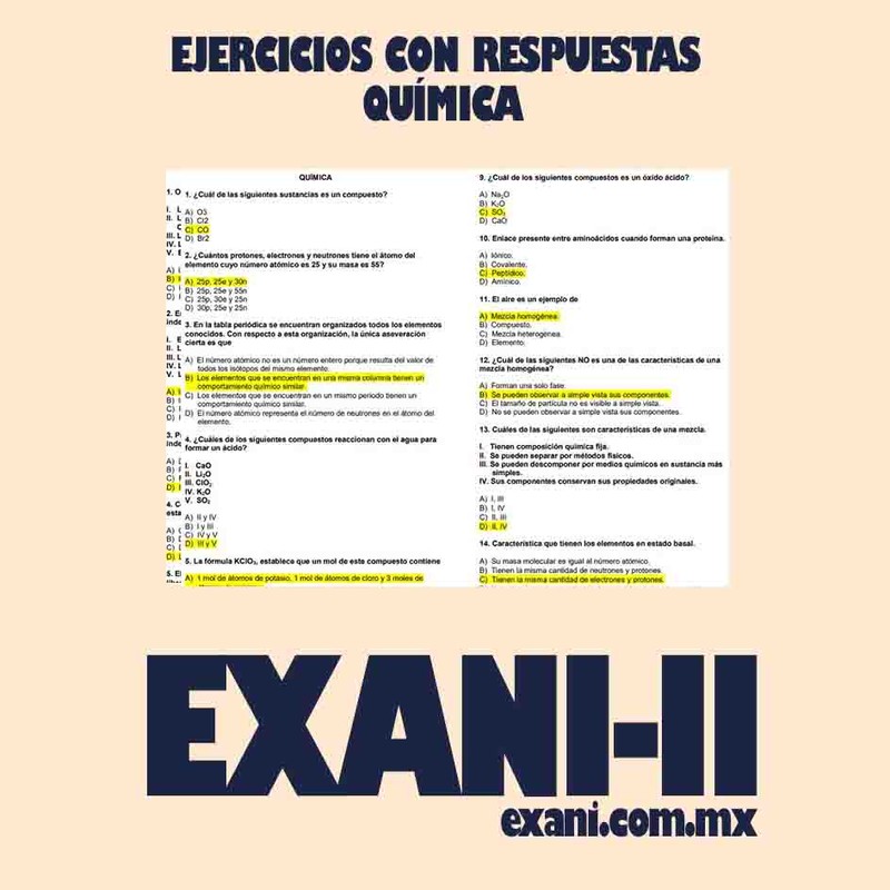 Guía de Examen de Admisión a la Universidad Nacional Autónoma de México (UNAM): Respuestas de Química