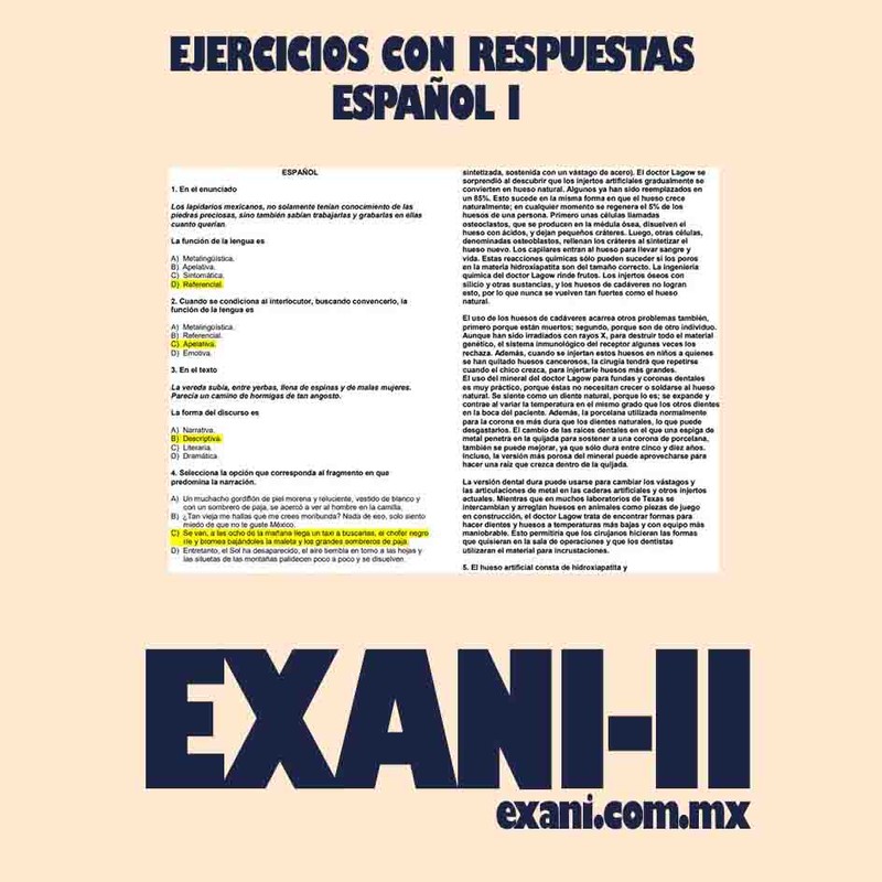 Guía de Examen de Admisión a la Universidad Nacional Autónoma de México (UNAM): Respuestas de Español I